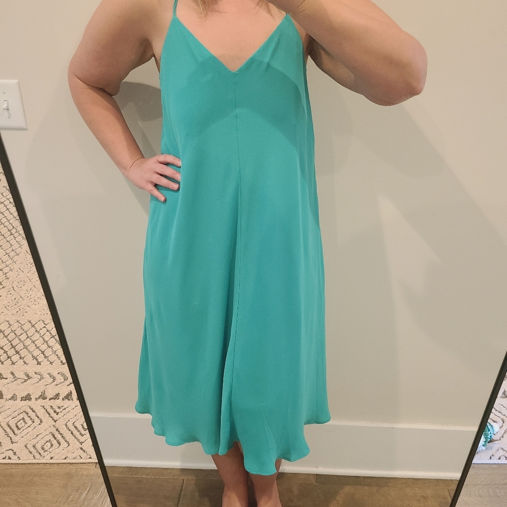Loft Green Racerback High Low Midi Dress